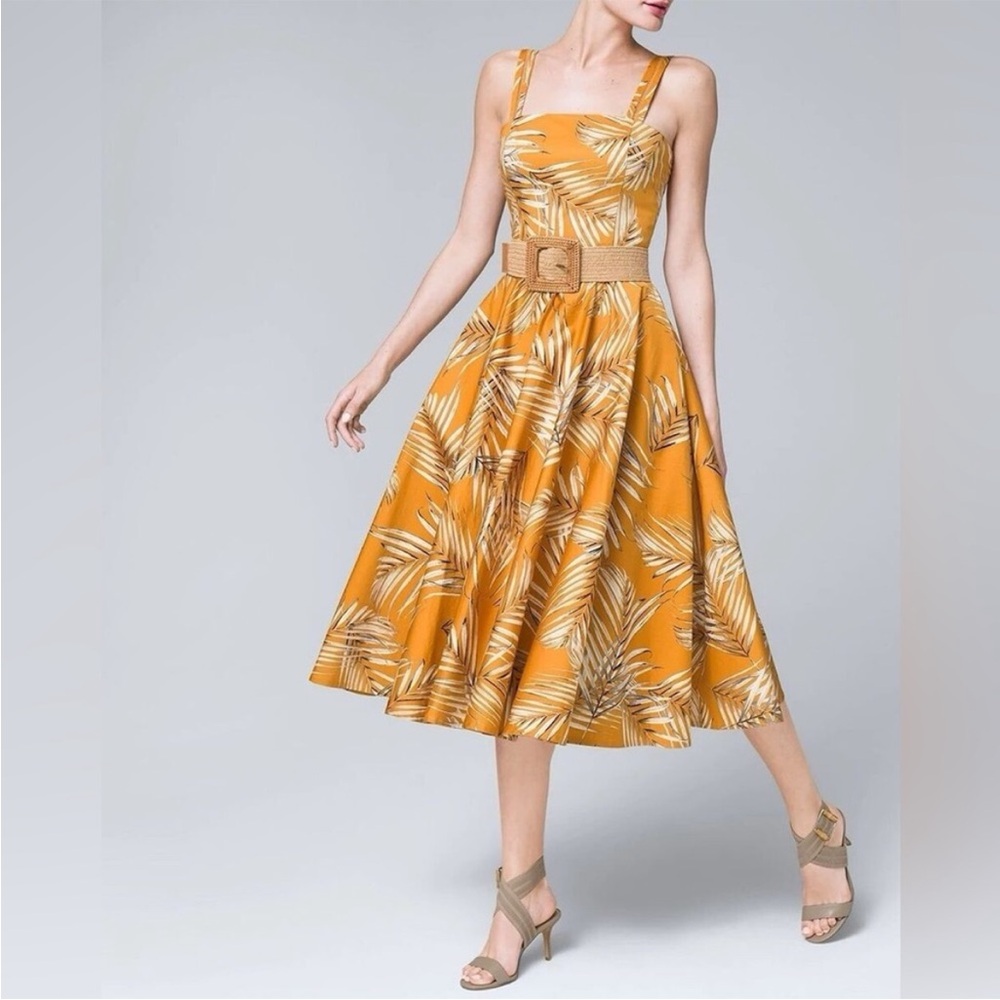 NWT WHBM Tropical Palm Print Midi Dress